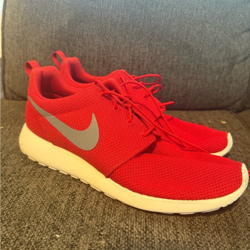 Nike Red Sneakers with Gray Swoosh